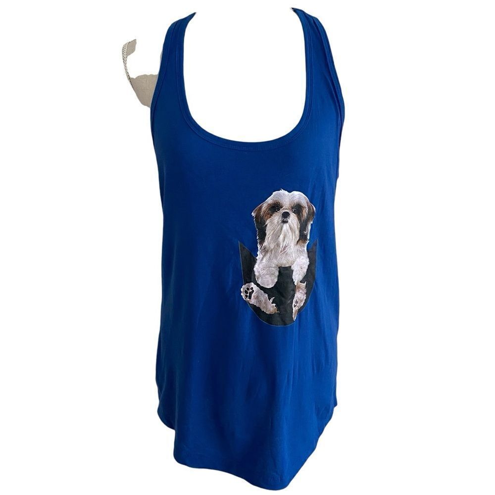 Women's Racerback Shih Tzu Dog Blue Top size XL